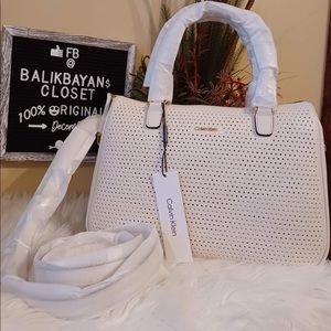 Calvin Klein Perforated Satchel- White